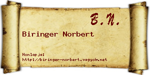 Biringer Norbert névjegykártya