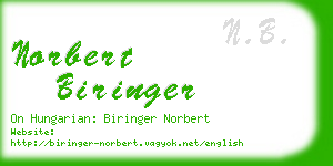 norbert biringer business card